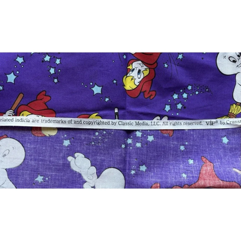 2013 Casper Friendly Ghost Wendy Witch Halloween Fabric Remnant Purple Cotton